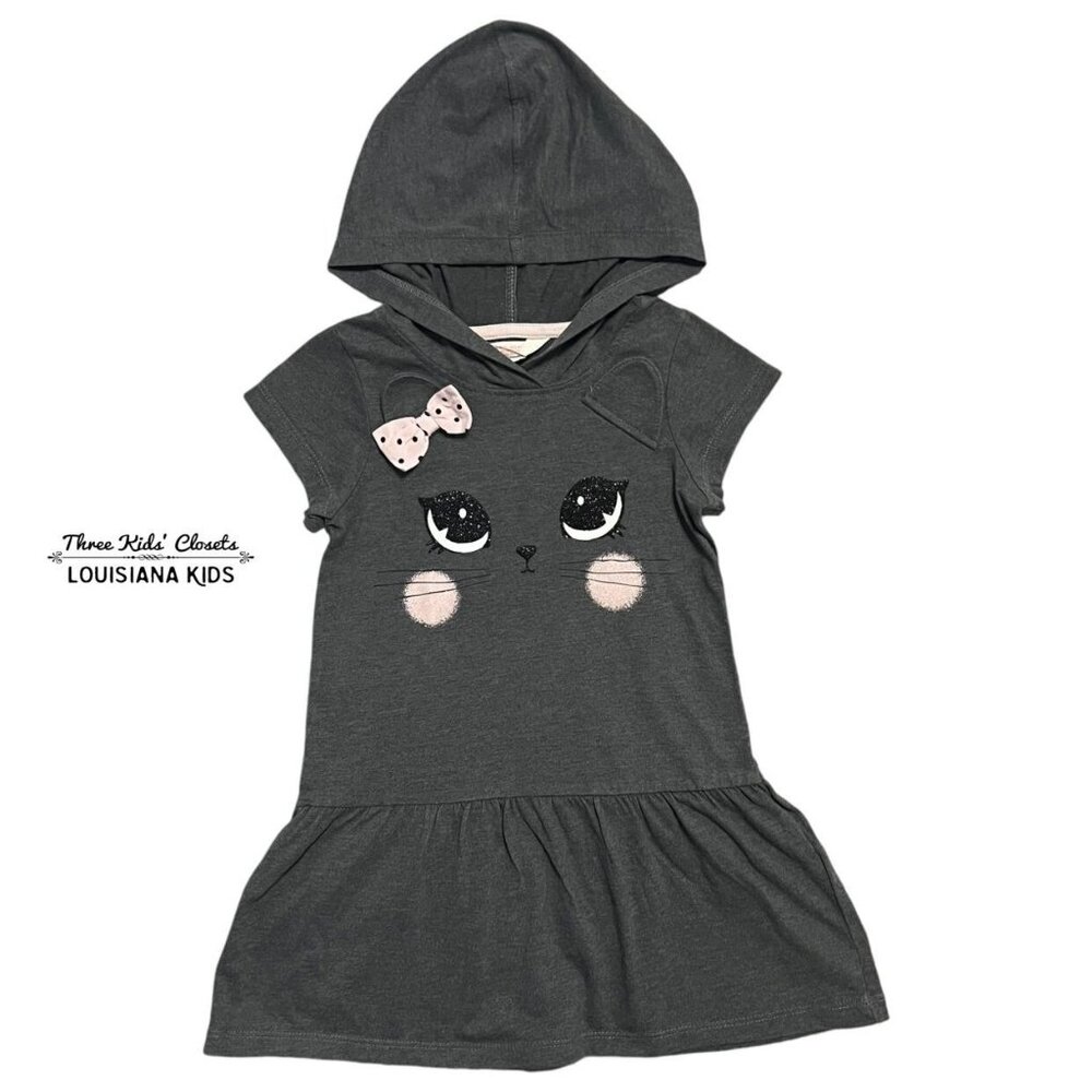 H&M 2-4Y Grey Hooded Cat Kitten Dress